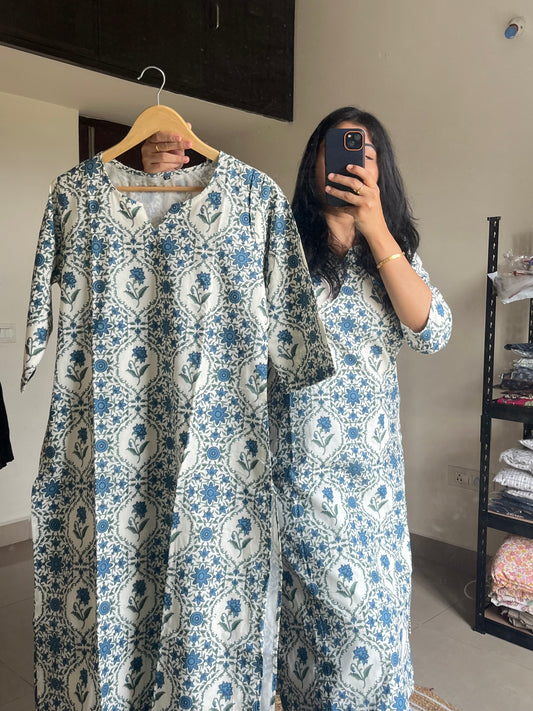 Floral Pure Cotton Long Kurti