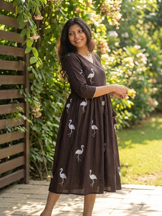 Choco feather midi dress