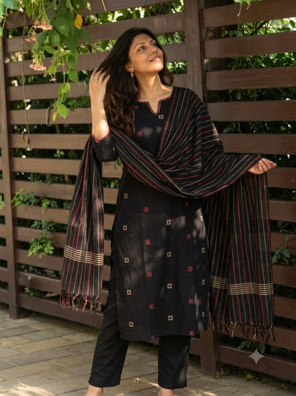 Pure Handloom Cotton Top & Dupatta Set