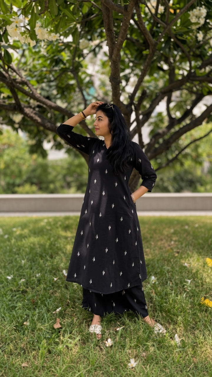 Black Handloom A-Line coords