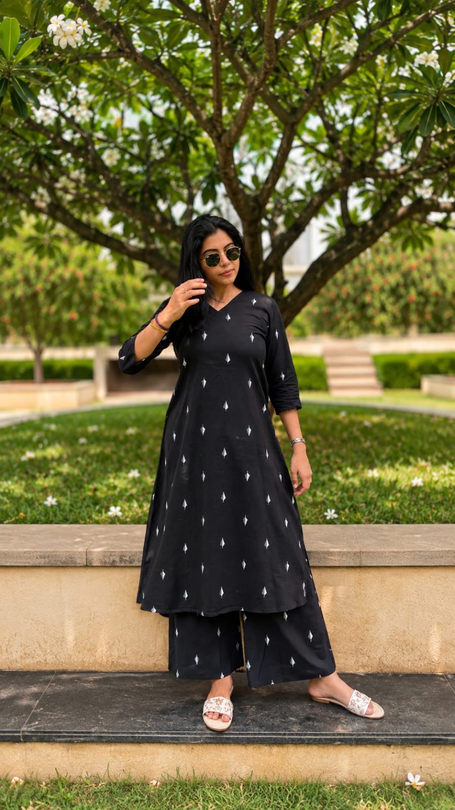 Black Handloom A-Line coords