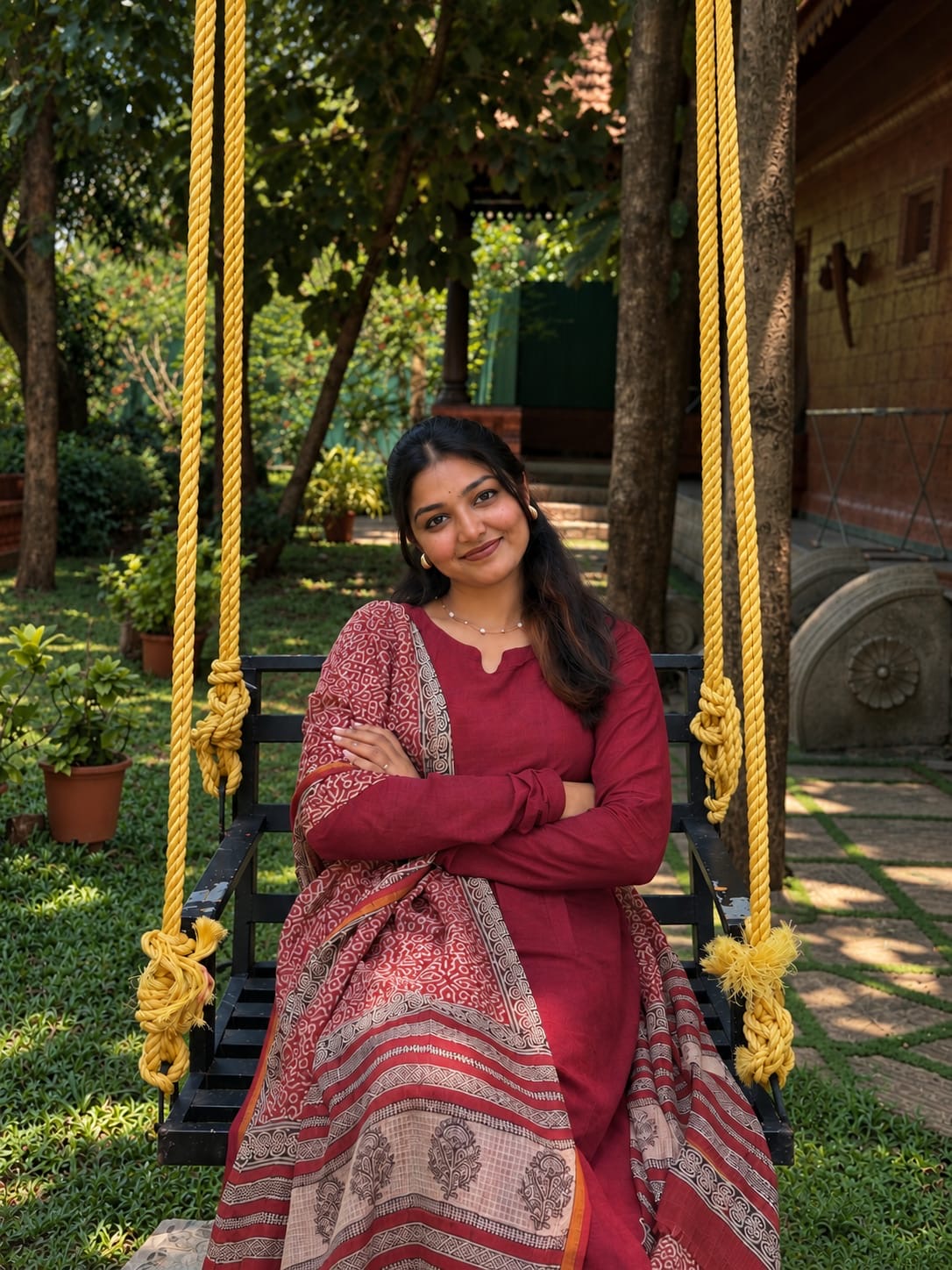 Maroon Pure Mangalagiri kurta - kota duppata Set