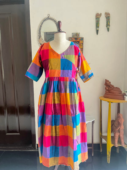 Madras checks Angrakha dress