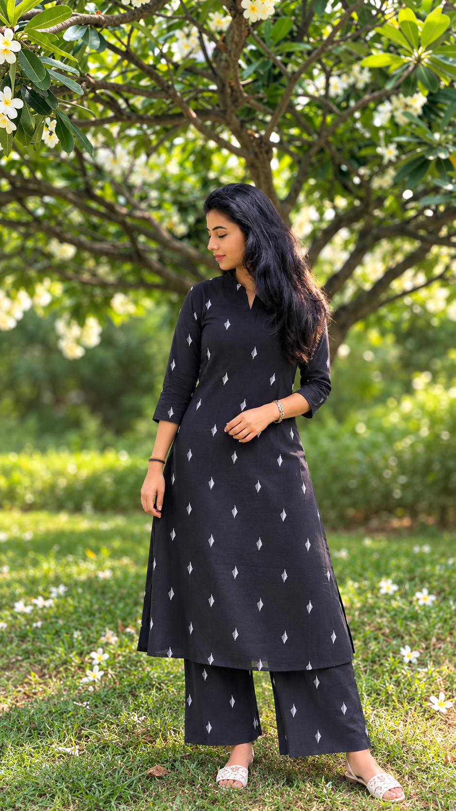 Black Handloom A-Line coords