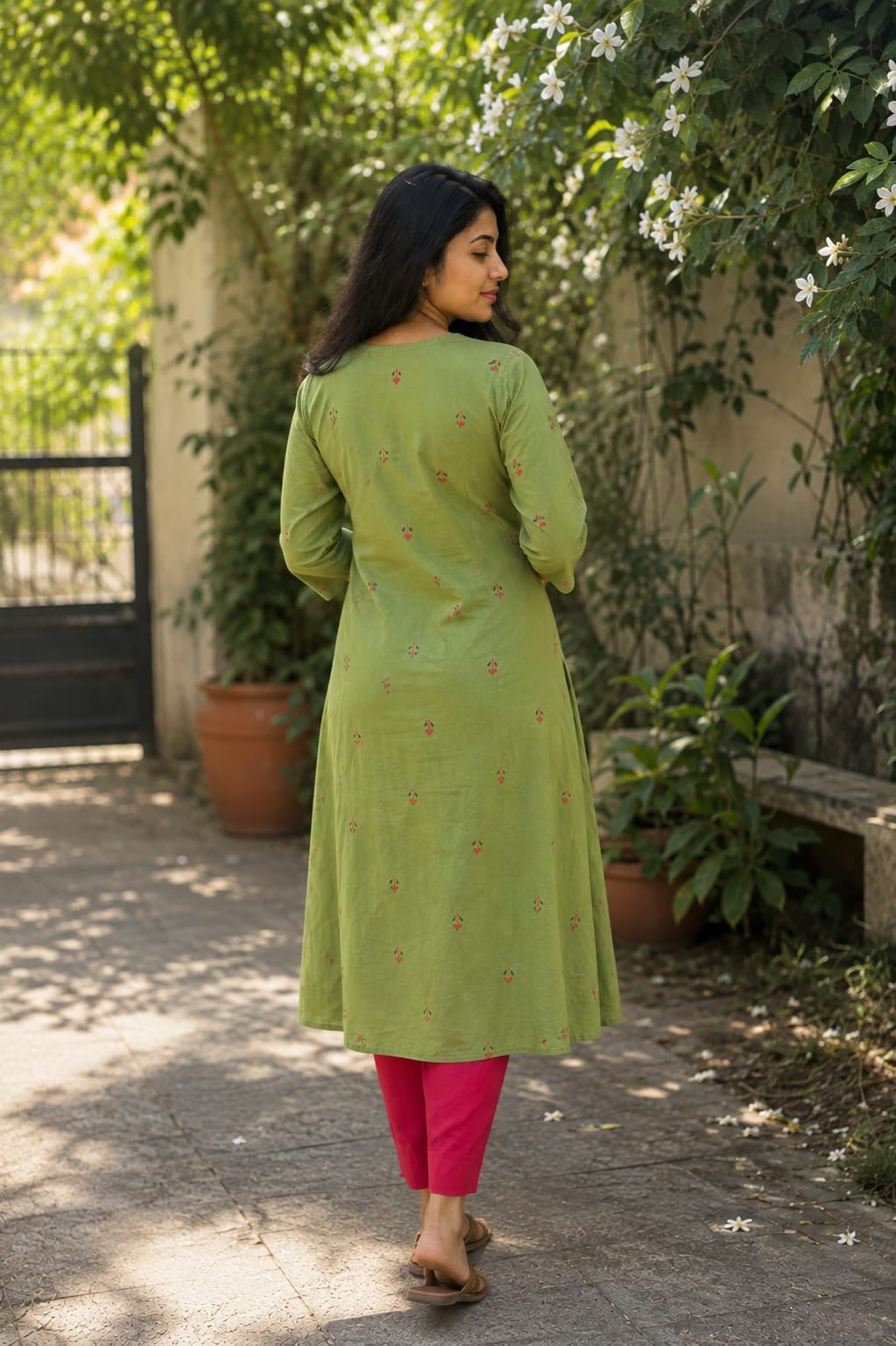 Olive Meadow Handloom Cotton A-Line coords