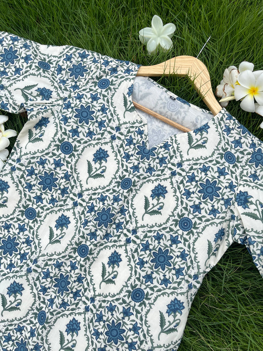 Floral Pure Cotton Long Kurti