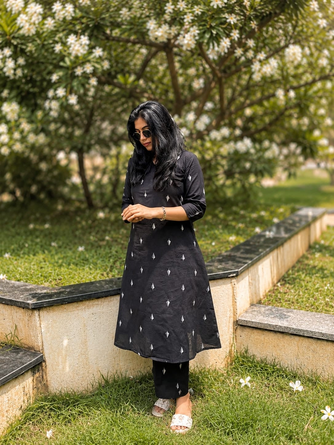 Black Handloom A-Line coords