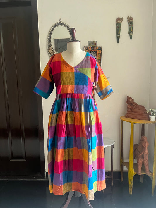 Madras checks Angrakha dress