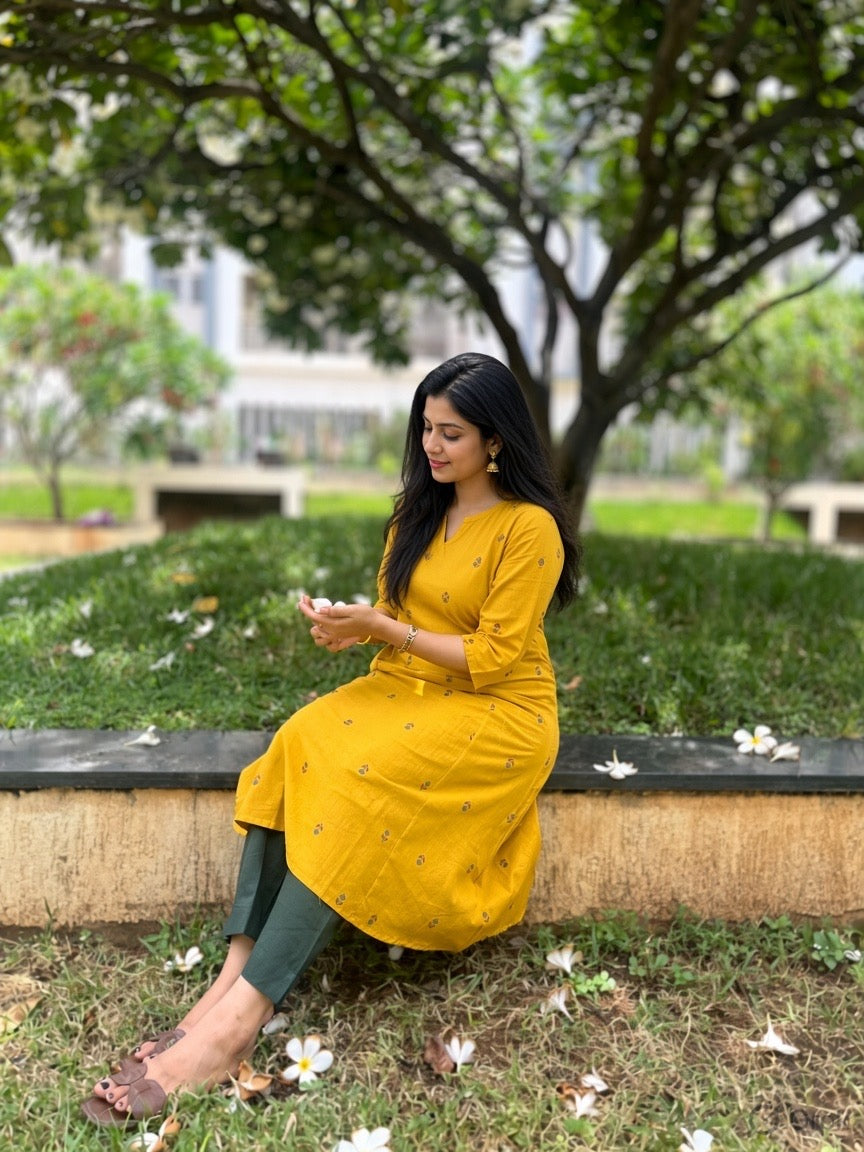 Sunlit Handloom A-Line Kurta Set