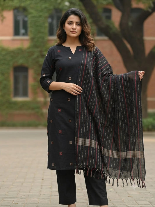Pure Handloom Cotton Top & Dupatta Set