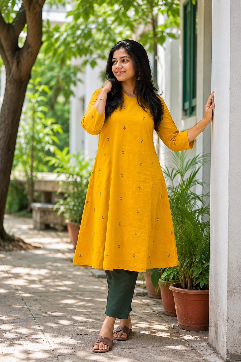 Sunlit Handloom A-Line Kurta Set
