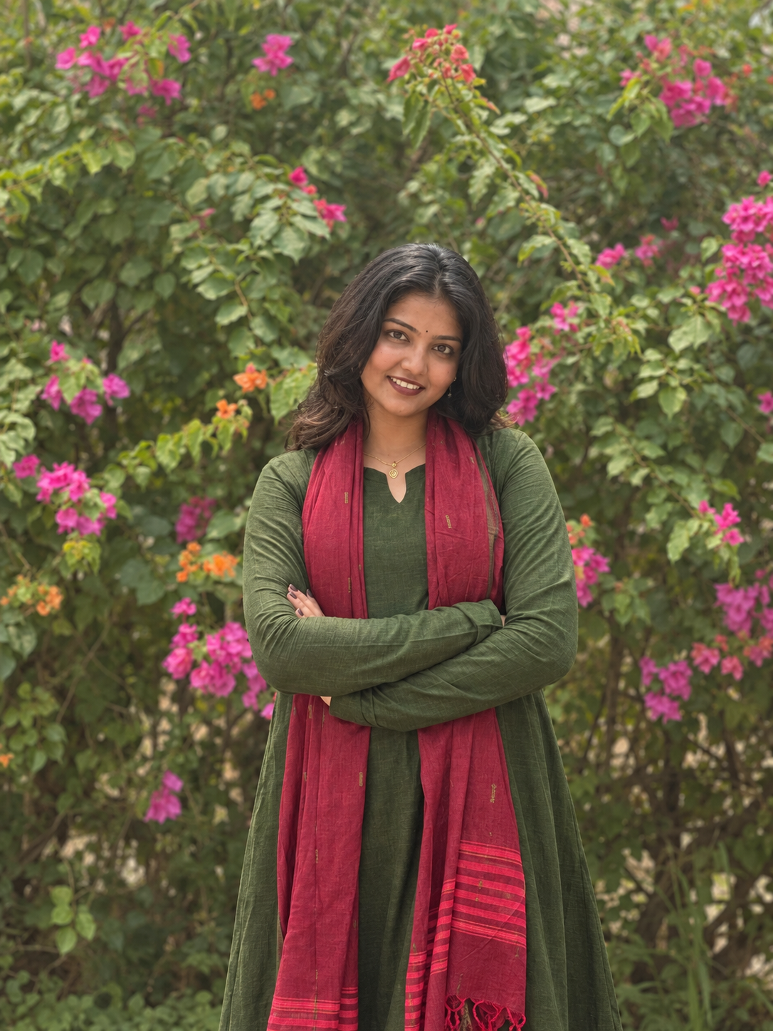 Green Pure Mangalagiri Cotton Kali Kurta Set