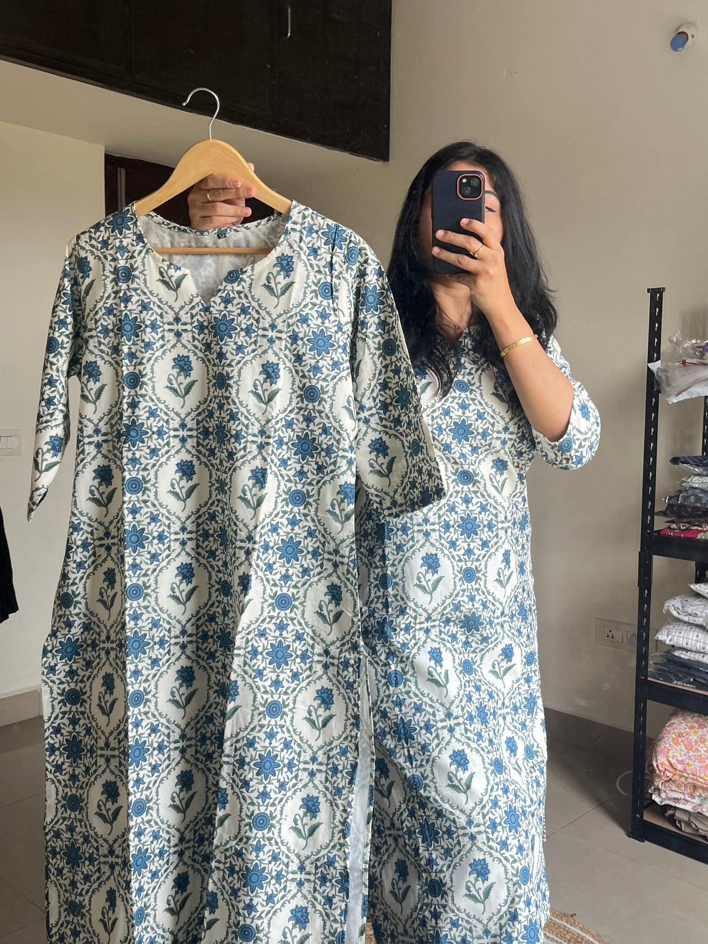 Floral Pure Cotton Long Kurti