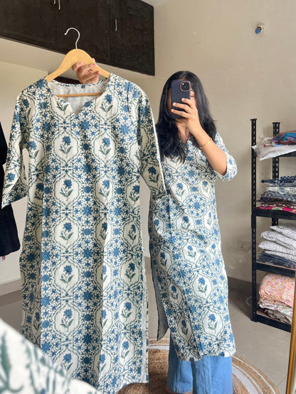 Floral Pure Cotton Long Kurti