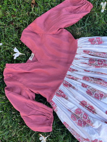 Crimson Flora Empire Dress