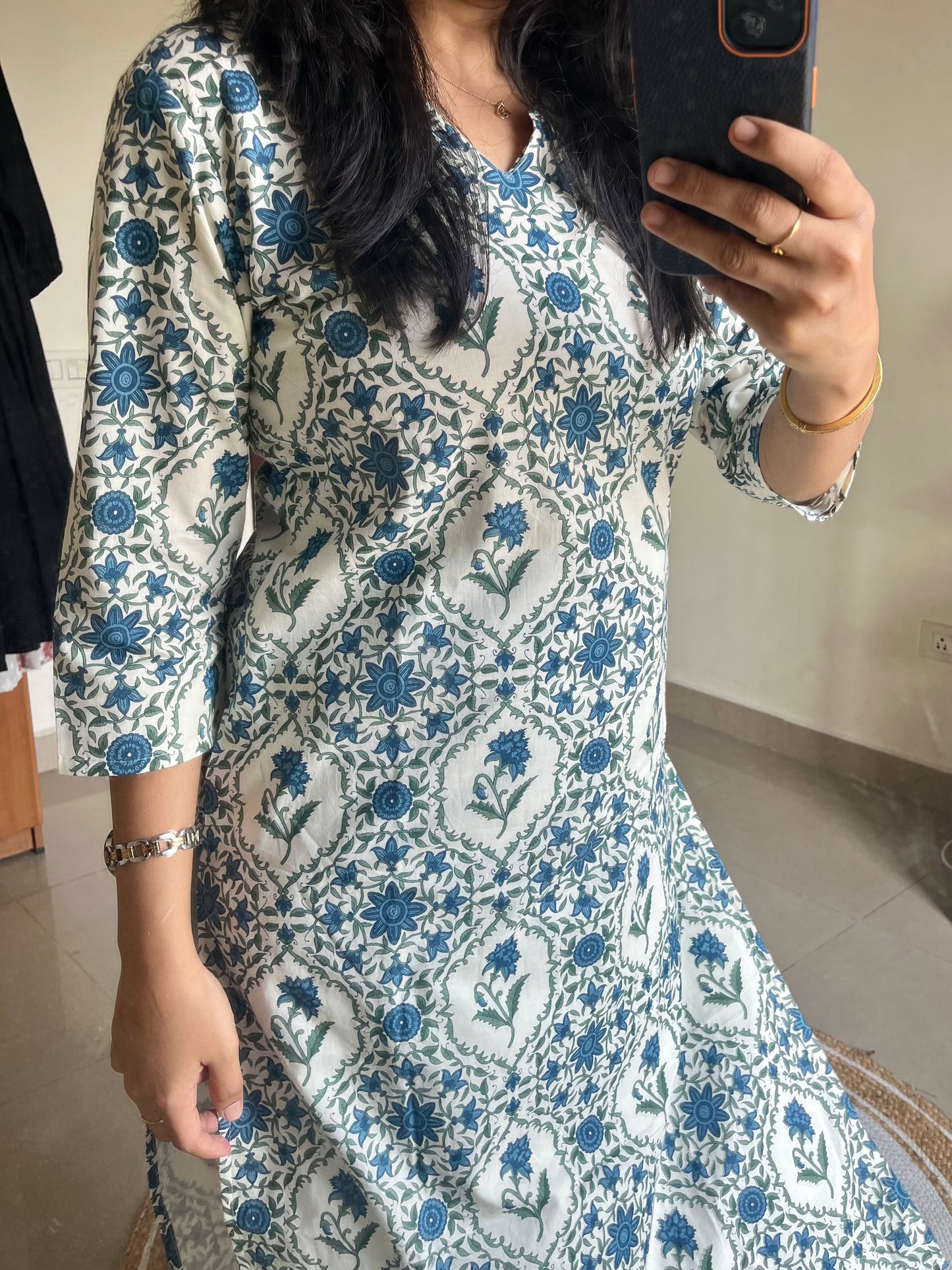 Floral Pure Cotton Long Kurti