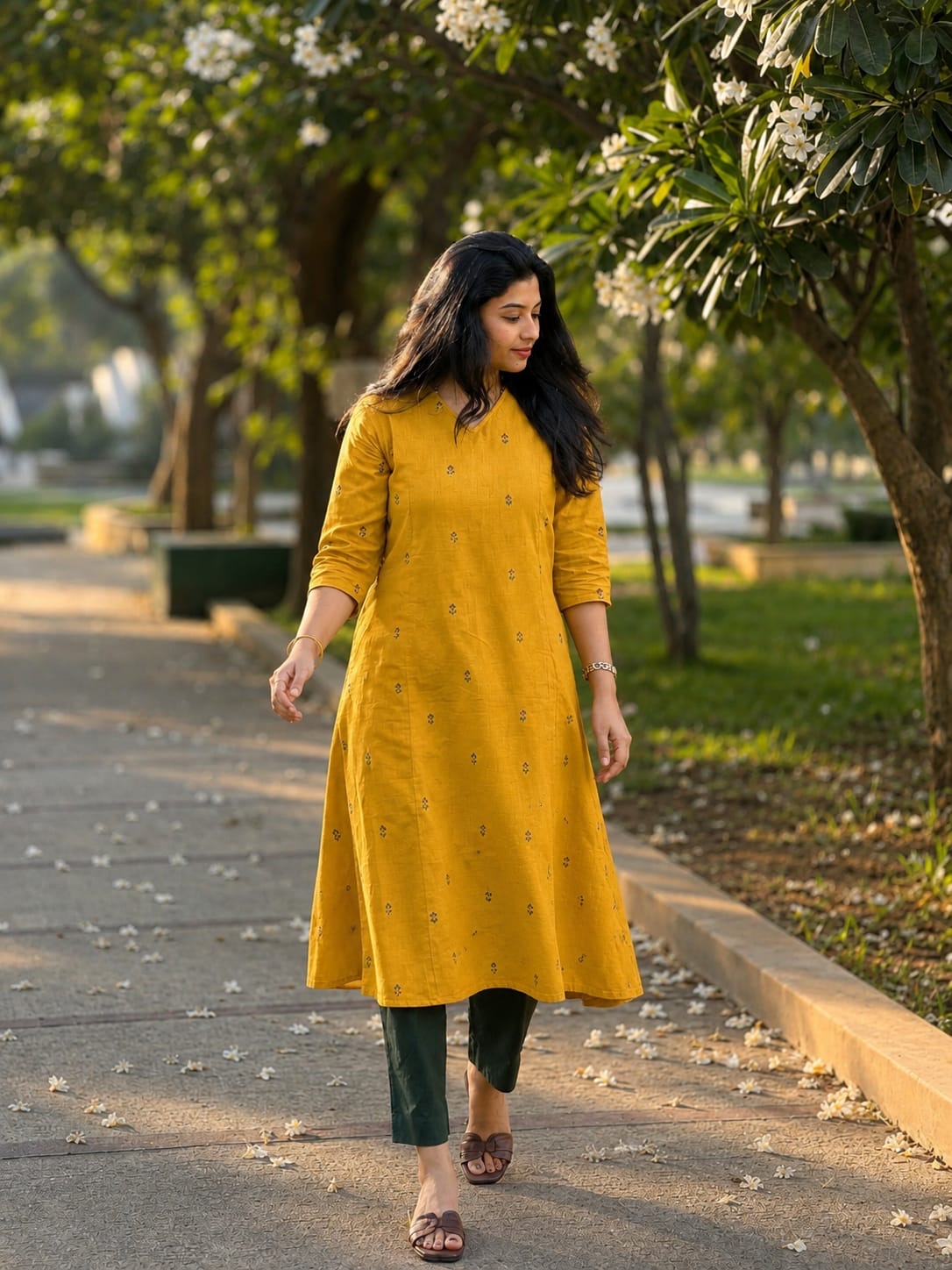 Sunlit Handloom A-Line Kurta Set