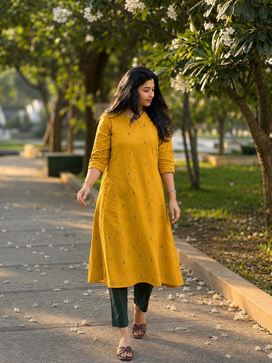 Sunlit Handloom A-Line Kurta Set