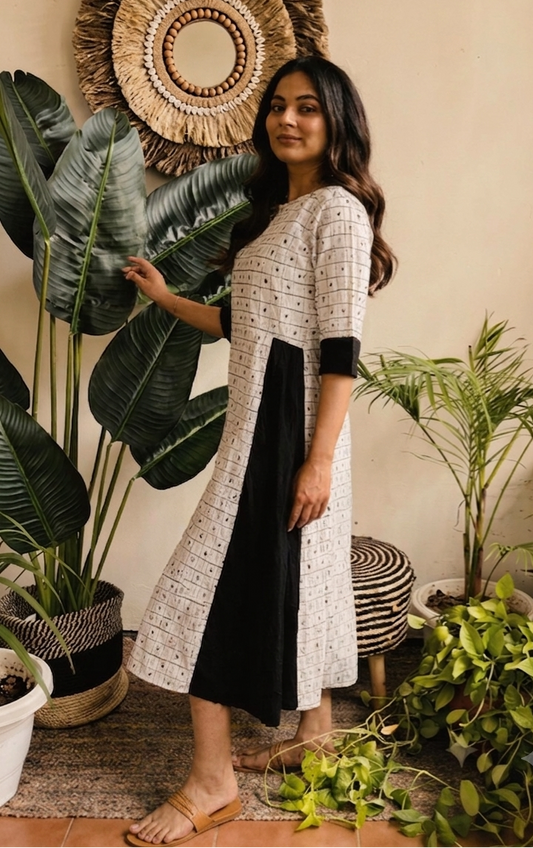 Handloom panel kurti