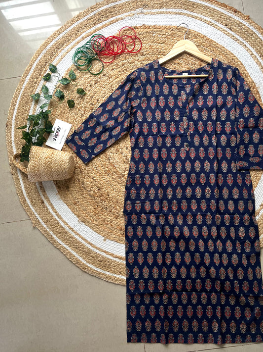 The Classic Navy Blue Long Kurti
