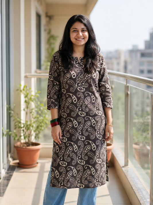 The Classic charcoal Long Kurti