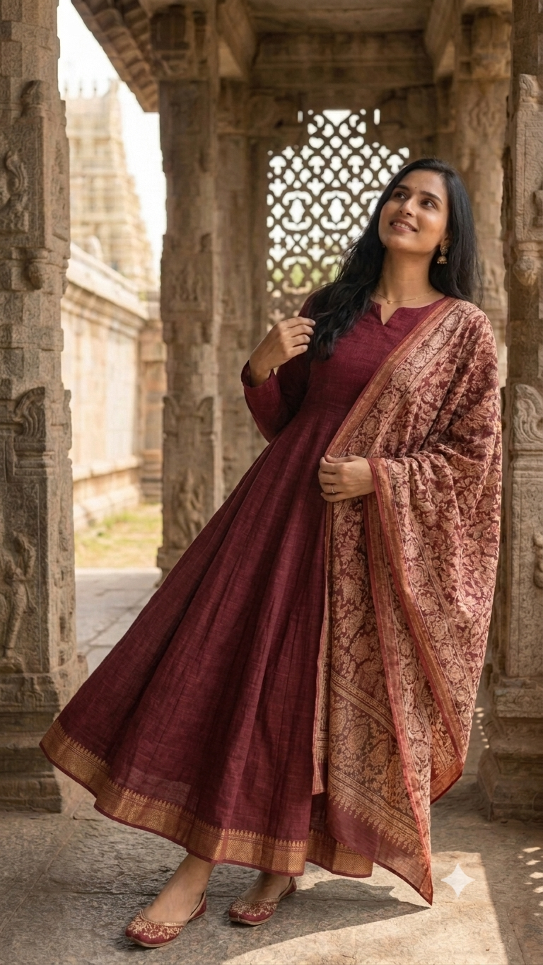 The Kalamkari Duppata Statement Set