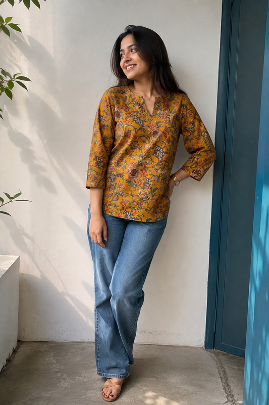 Short Kurti - mustard yellow