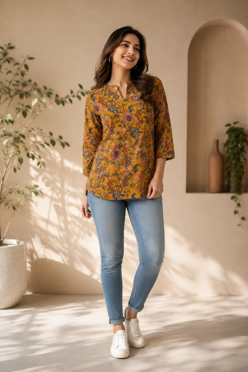 Short Kurti - mustard yellow