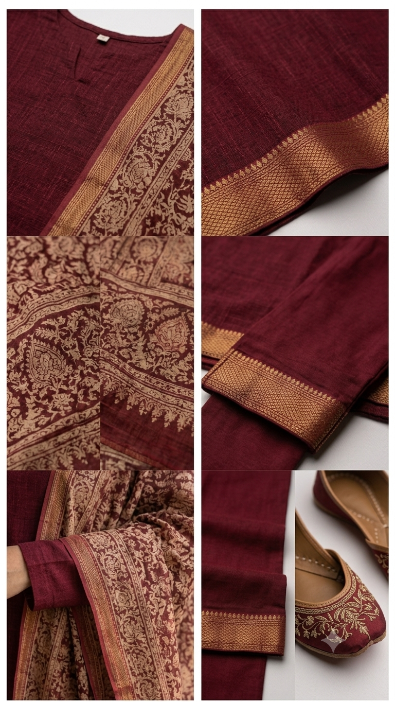 The Kalamkari Duppata Statement Set
